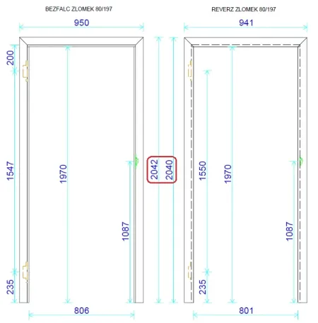 rozdíl výšek uložení nadpraží